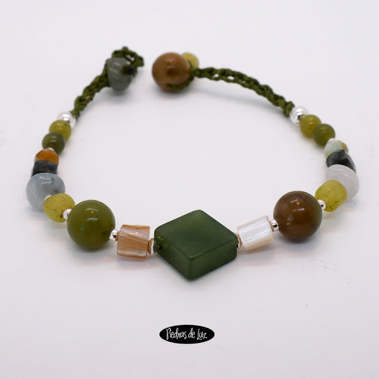 Pulsera en Hilo de algodón y Jade