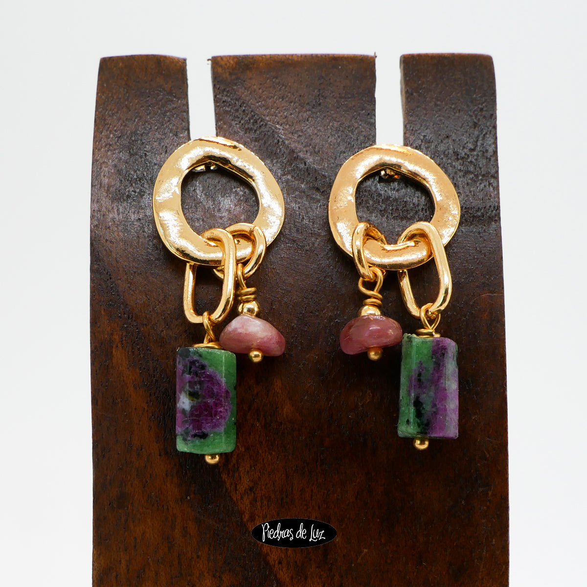 Pendientes Zoisita Y Turmalina Rosa