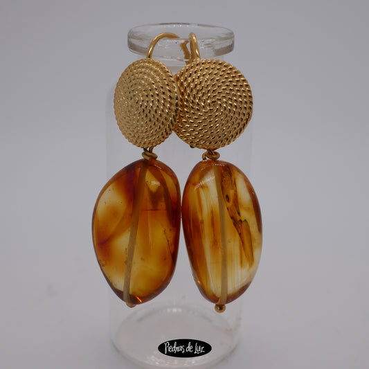 Pendientes Ámbar y palta dorada