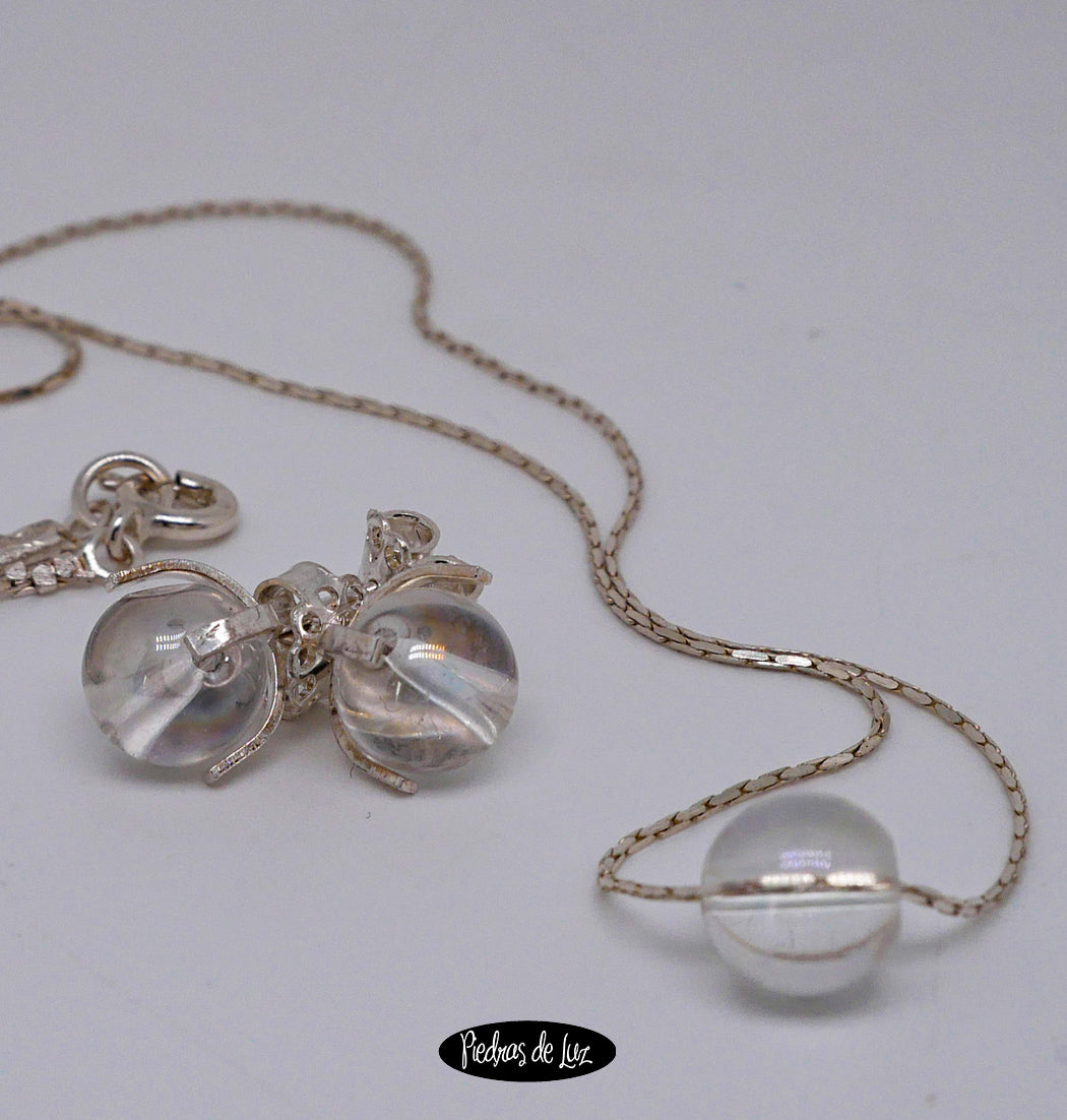 Conjunto de bola7mm Plata y Cuarzo Acua Aura