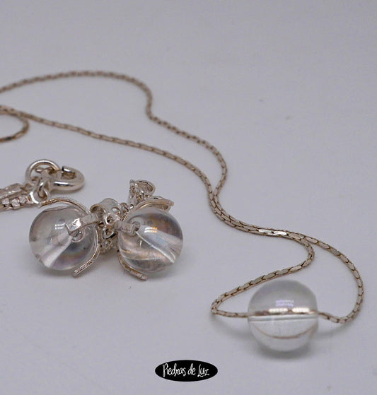 Conjunto de bola7mm Plata y Cuarzo Acua Aura