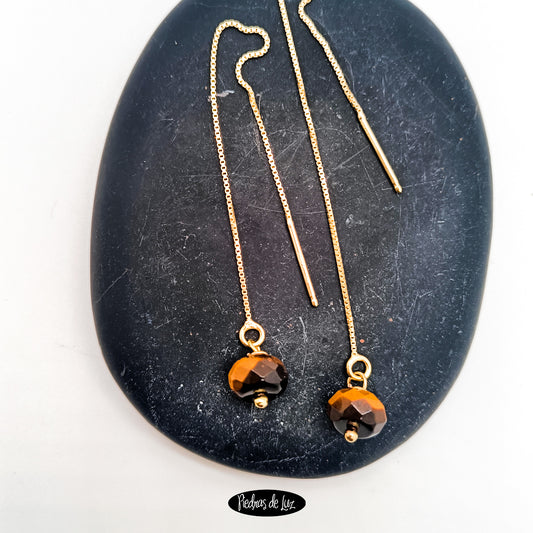 Pendientes plata dorada Ojo de Tigre