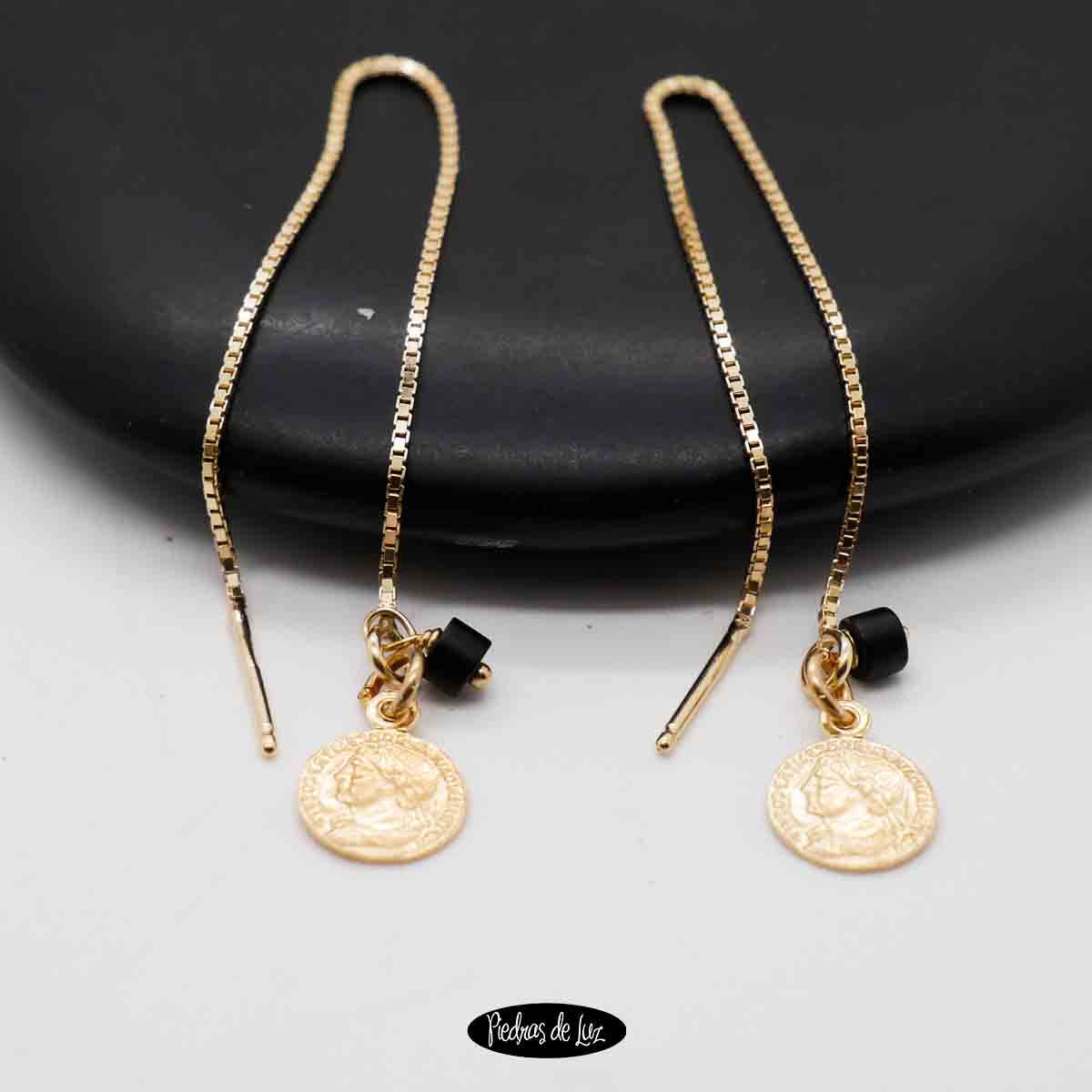 Pendientes monedita Azabache