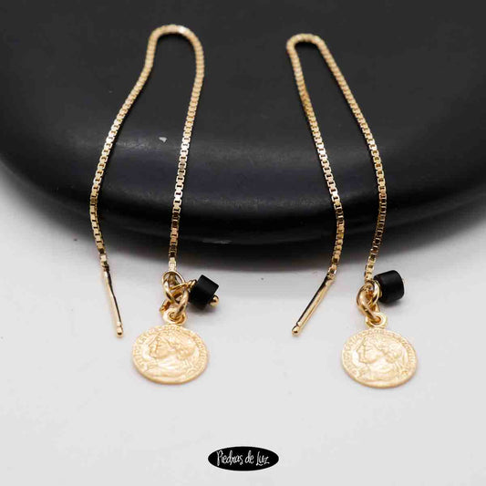 Pendientes monedita Azabache
