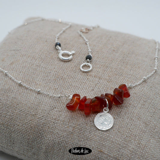 Gargantilla en plata y Ágata Carneóla