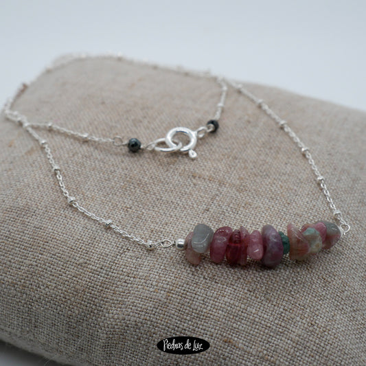 Gargantilla en plata con Turmalina Rosa