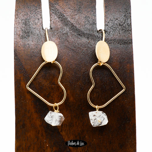 Pendiente Corazón Diamante Herkimer