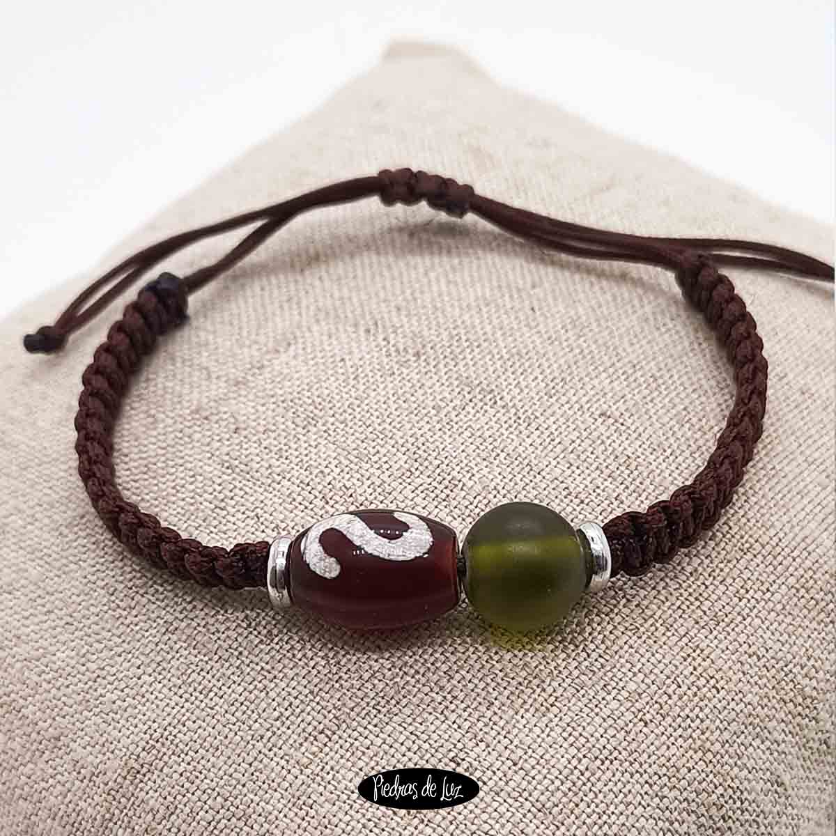 Pulsera Chico Ägata y Crstal Africano verde