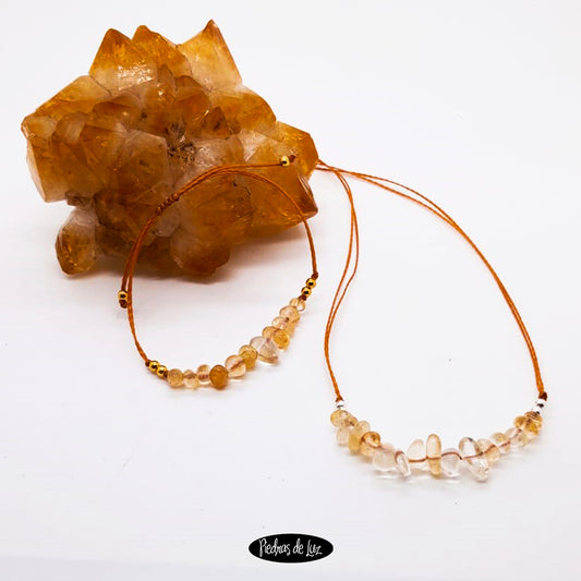 Conjunto Gargantilla y Pulserita Hilo y Cuarzo Citrino