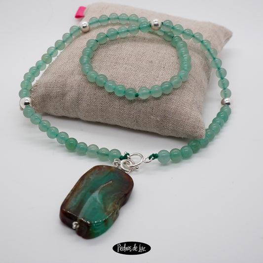 Collar Cuarzo verde y Ágata