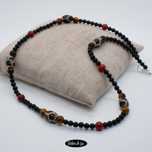 Gargantila-Collar Ónix, Ágata tibetana unisex