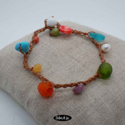 Pulsera hilo Piedras y Cristal Africano