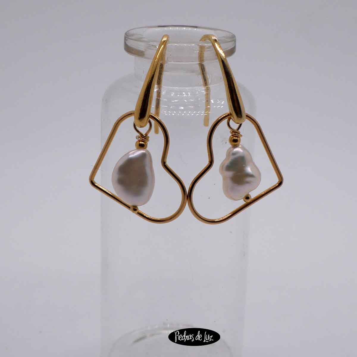 Pendientes plata dorada y Perla