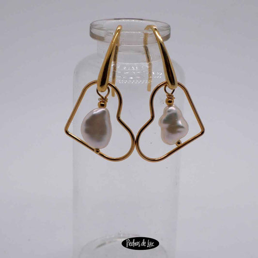 Pendientes plata dorada y Perla