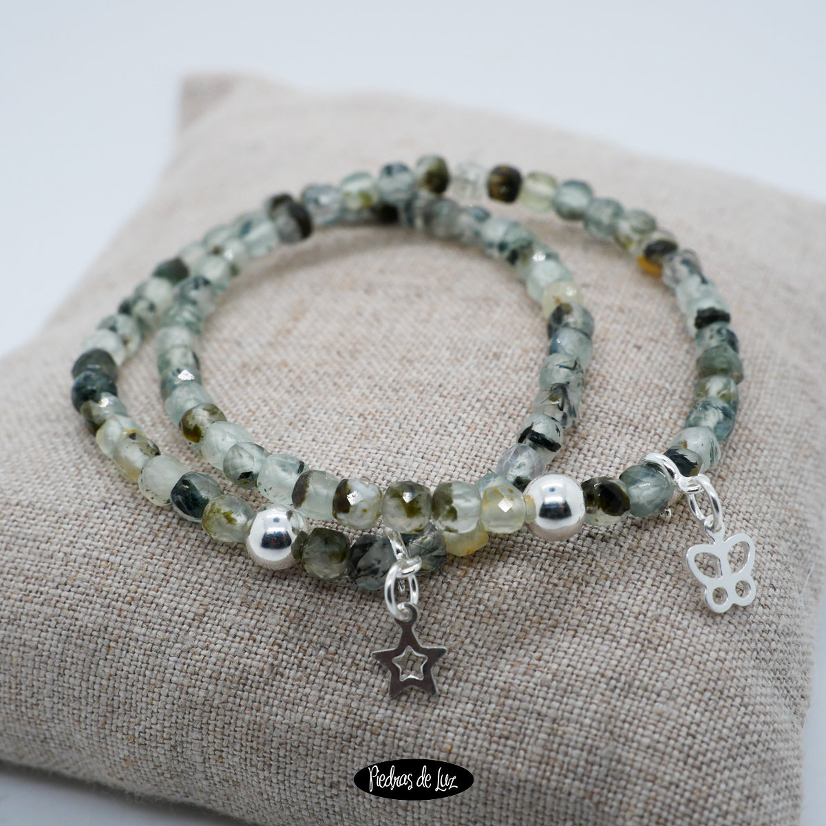 Pulsera elástica de Prehenita Facetada