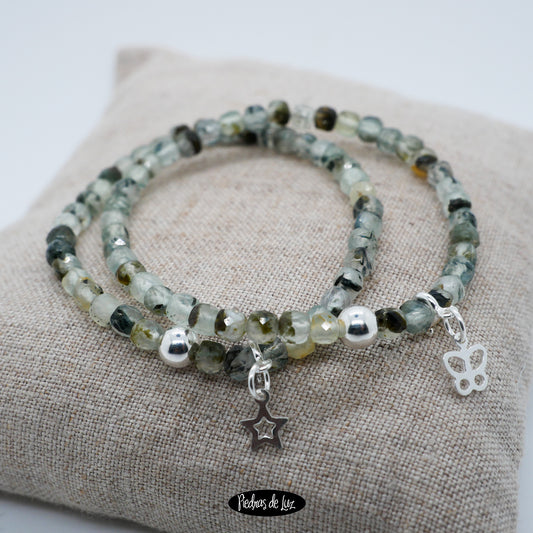 Pulsera elástica de Prehenita Facetada