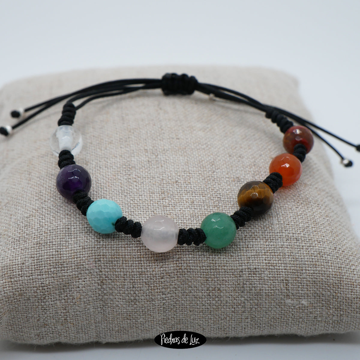 Pulsera Chakras hilo y bola facetada 8mm