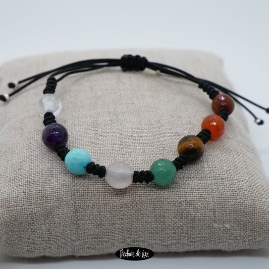 Pulsera Chakras hilo y bola facetada 8mm