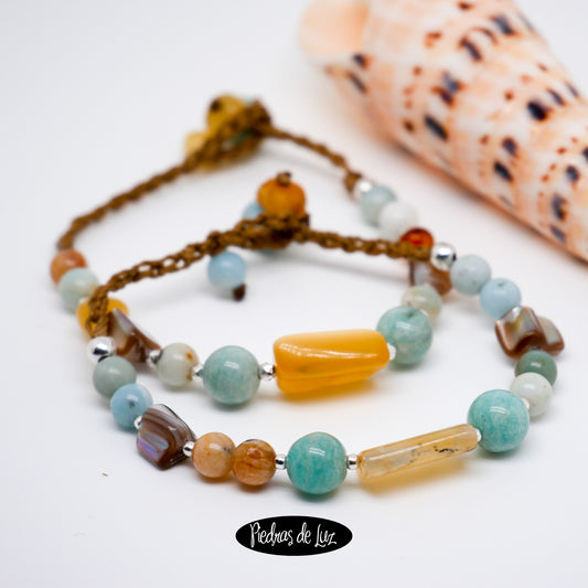 Pulsera en Amazonita y Ámbar