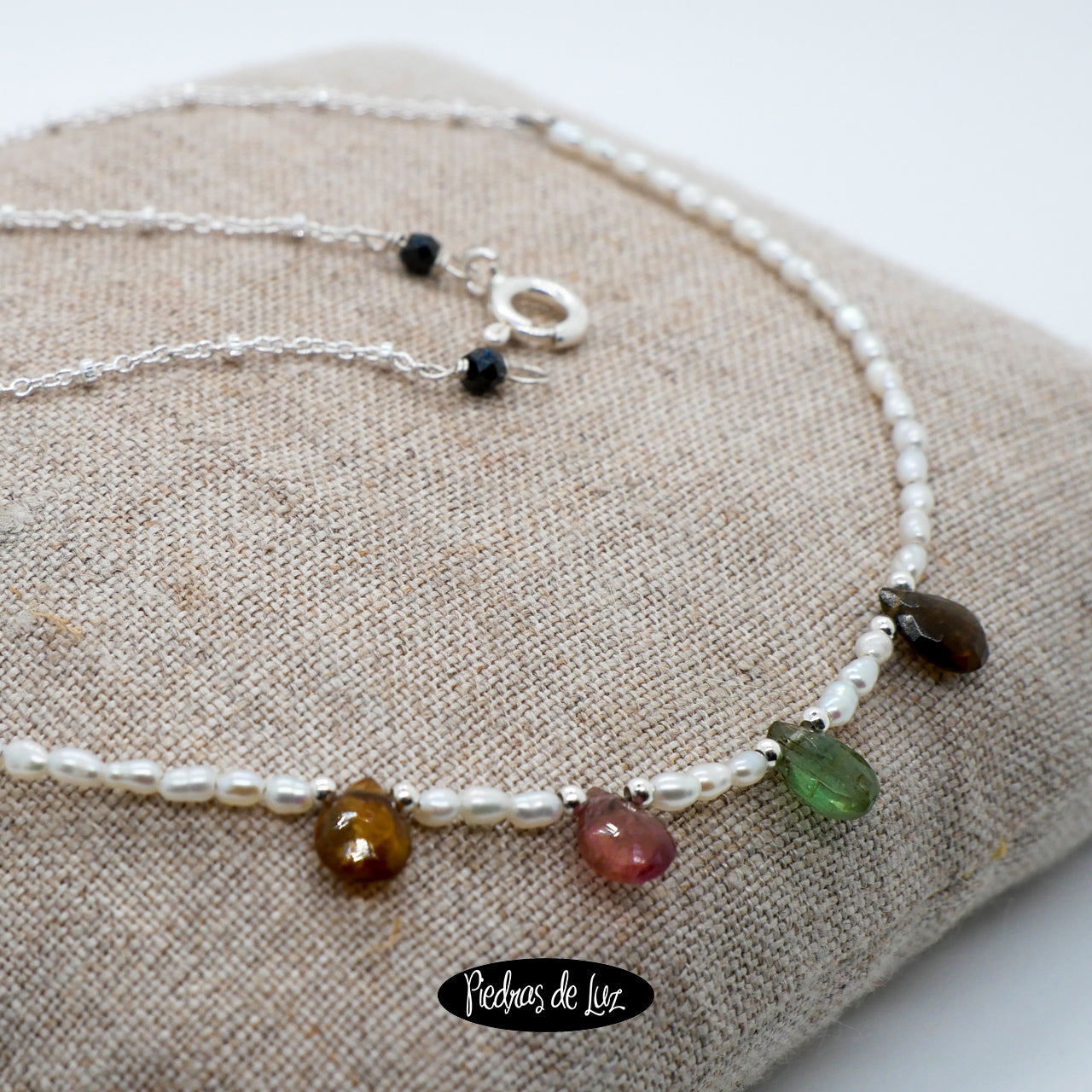 Gargantilla Turmalina Sandia-Perla