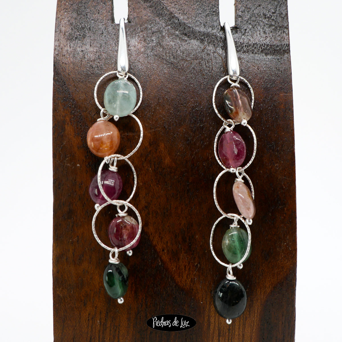 Pendientes Turmalina Sandía y Azul en plata