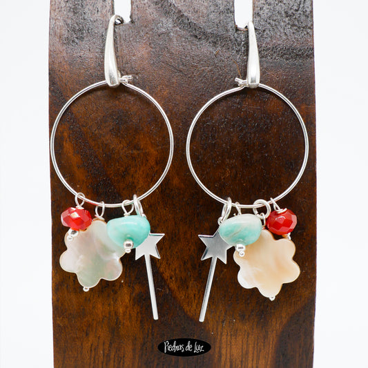 Pendientes en Ágata-Amazonita-Nácar