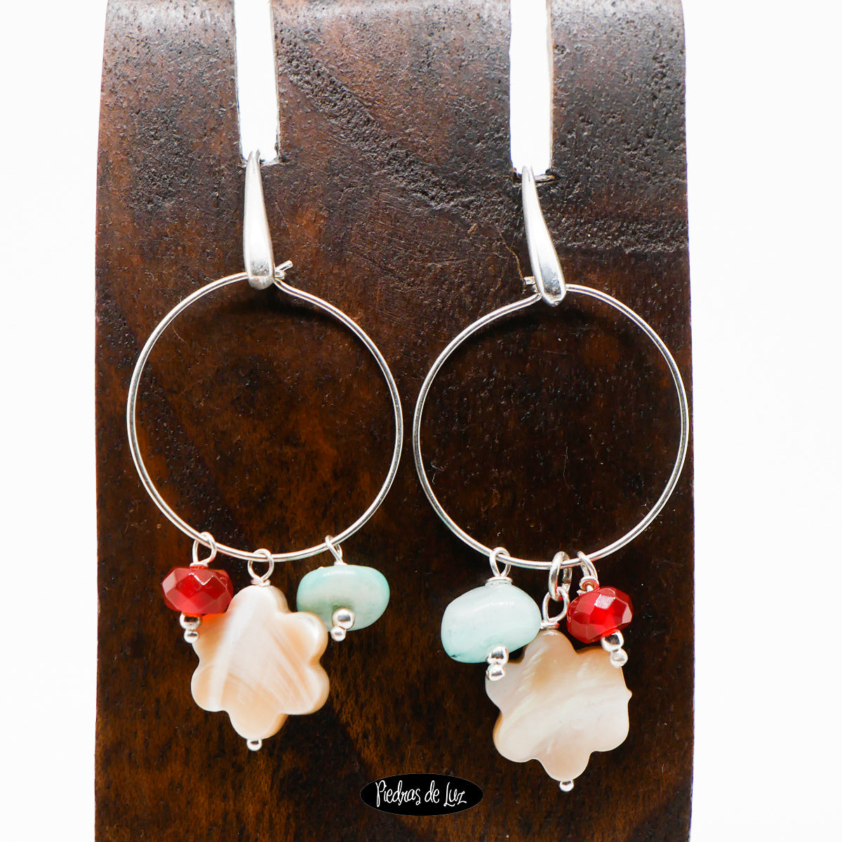 Pendientes en Ágata-Amazonita-Nácar