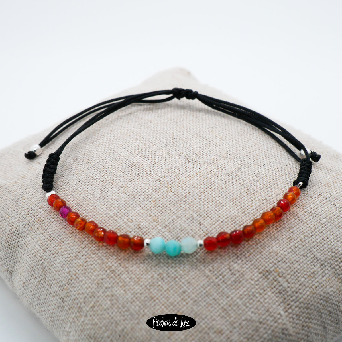 Pulsera de Hilo Ágata Carneola y Crisoprasa