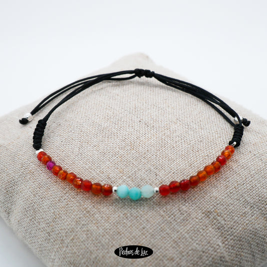 Pulsera de Hilo Ágata Carneola y Crisoprasa