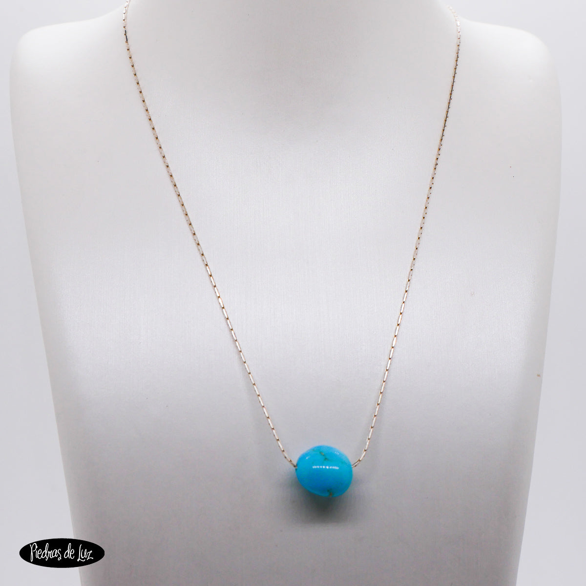 Gargantilla cordón plata y Bolita Turquesa