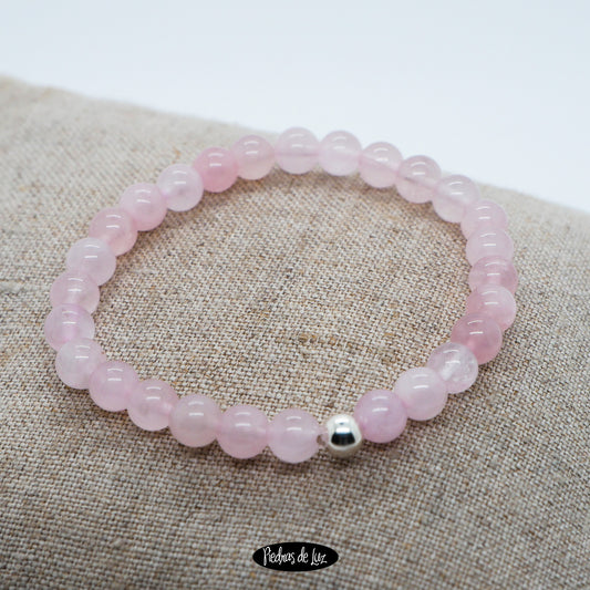 Pulsera elástica bola6 Cuarzo Rosa