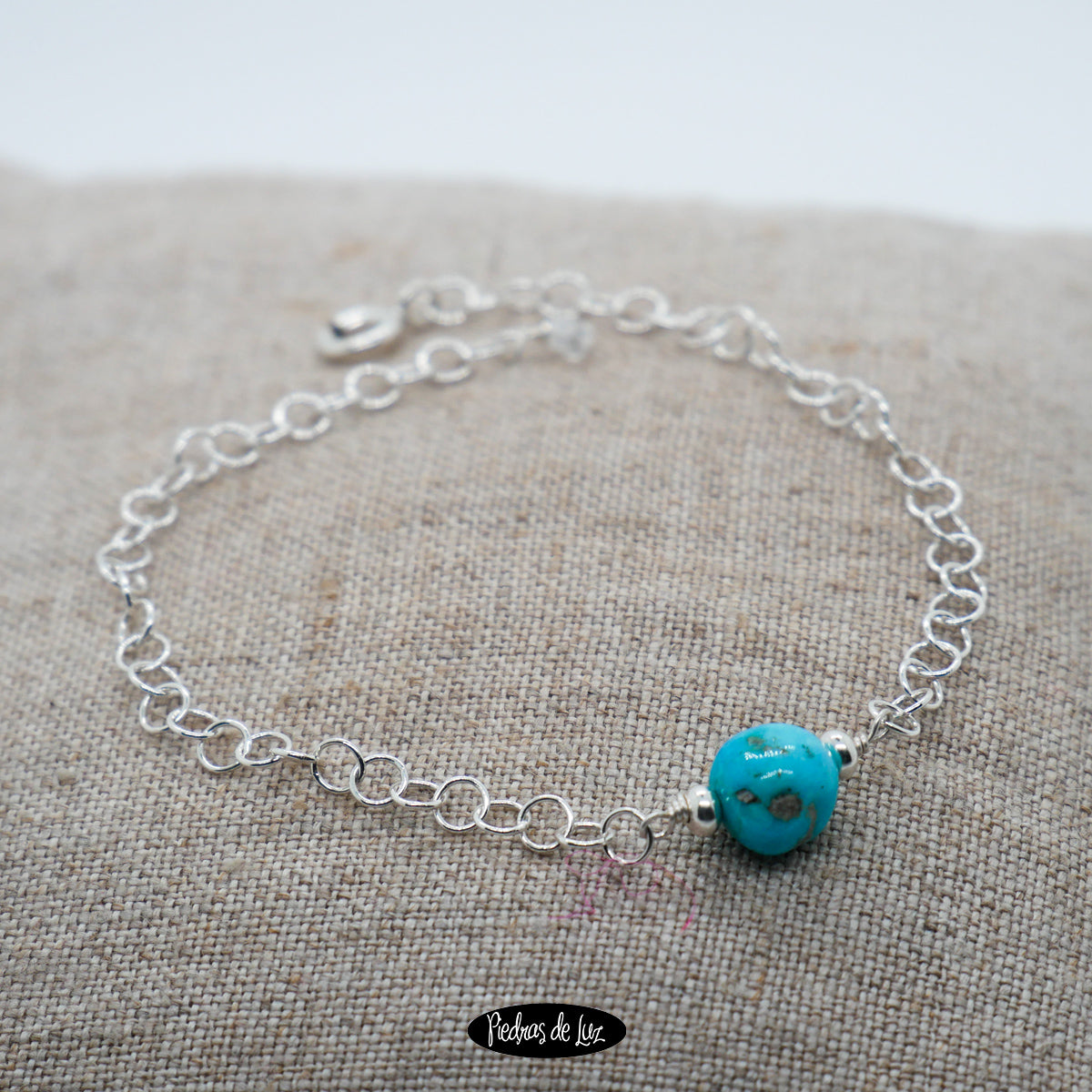 Pulsera cadenita plata y Turquesa