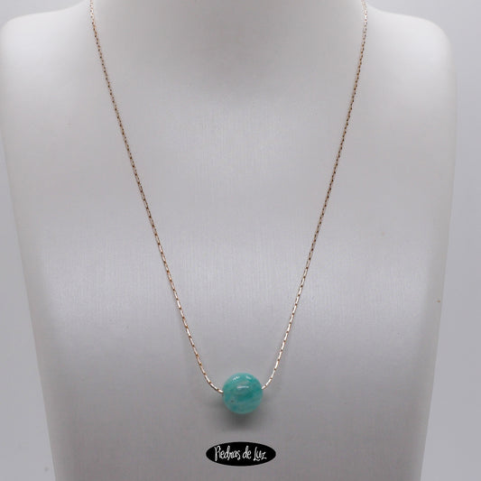 Gargantilla cordoncito plata y Amazonita