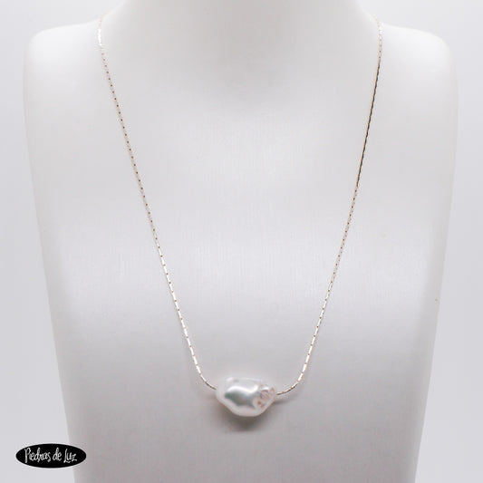 Gargantilla cordón plata y Perlita