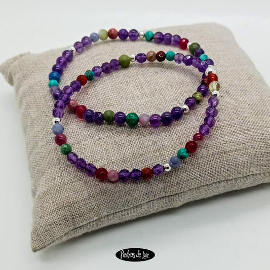 Pulsera Elastica Amatista y Jades