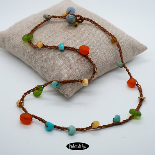 Gargantilla hilo Colorines Ámbar y Amazonita